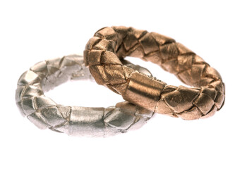 Ringe in Flechtstruktur aus Silber und Roségold 750