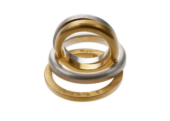 Doppelringe in Silber und Gelbgold 750