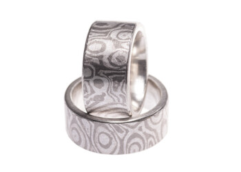 Silberringe mit Palladium in Mokume-Gane-Technik