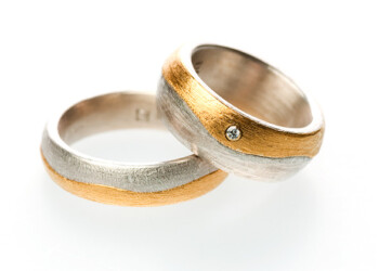 Silberringe mit Feingoldbelötung und Brillant