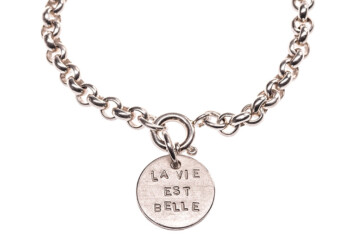 "Das Leben ist schön" - Silberarmband mit Schriftamulett