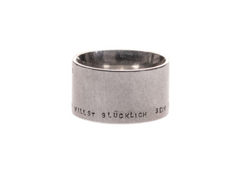 Willst Du glücklich sein im Leben, dann sei es! Massiver Silberring mit handgeprägtem Text