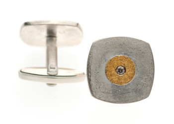 Manschettenknöpfe Silber mit Feingold und Brillant