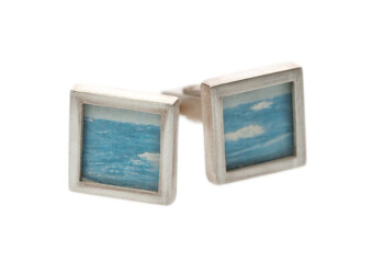 Manschettenknöpfe Silber mit Foto unter Plexiglas (eigenes Foto möglich)
