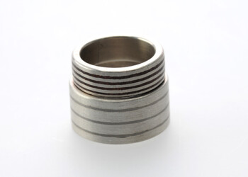 Silberringe mit Kupfer und Palladium eingelegt