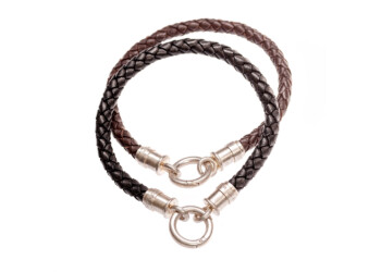 geflochtenes Lederarmband mit massiver Silberschliesse