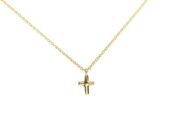 Symbol des Christentums. Das Kreuz symbolisiert die Verbindung zwischen dem Irdischem und dem Göttlichem. Anhänger mit Kette Gelbgold 750