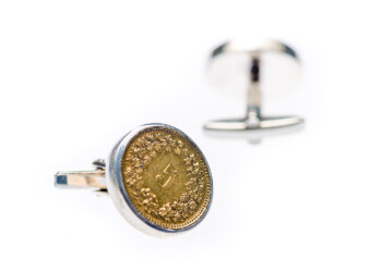 Swiss - Manschettenknöpfe mit Rappenmünzen in Silber gefasst