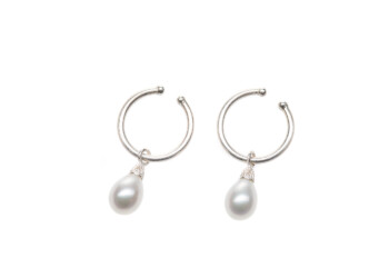 Silberkreolen zum einhängen (ohne Ohrloch) mit Perle