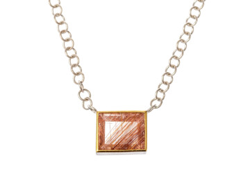 Rutilquarz in Feingold an Silberkette