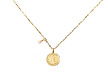 Der Christopherus ist der Schutzpatron der Reisenden, Kette und kleines Amulett in Gelbgold 750