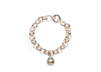 Silberarmband mit grauer Perle