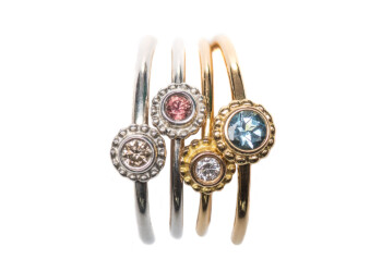 Krönchenringe in Silber und Gold 750 mit verschiedenen Edelsteinen