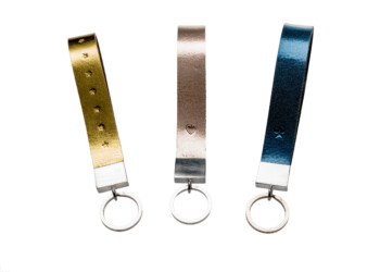 Schlüsselanhänger, Leder, Silber