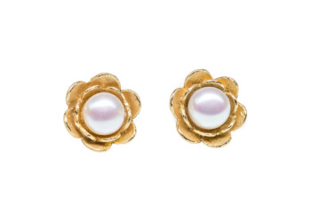 Ohrstecker Seerose, 750er Gold, Perle, 12 mm Ohrstecker Seerose, 750er Gold, Perle, 12 mm