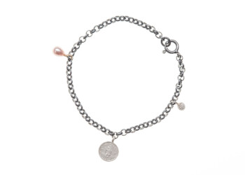 Silber geschwärzt mit Perle rosa und Christopherus