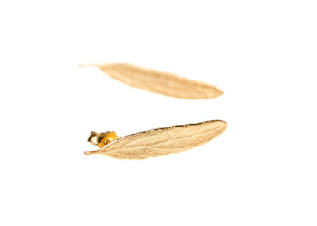 Ohrstecker Blatt, Silber vergoldet, 20 mm Ohrstecker Blatt, Silber vergoldet, 20 mm