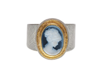 Silberring mit Gemme in Feingoldfassung Silberring mit Gemme in Feingoldfassung