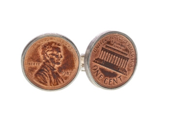 "Der Notgroschen" - Manschettenknöpfe mit echten Münzen in Silber gefasst "Der Notgroschen" - Manschettenknöpfe mit echten Münzen in Silber gefasst