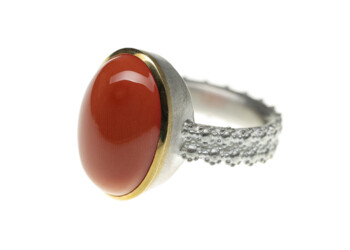 Silber, 900er Gold, Koralle Silber, 900er Gold, Koralle