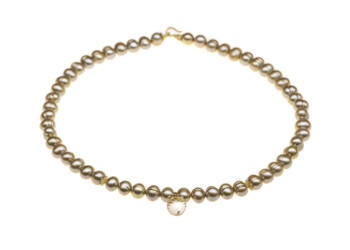 Perlen grün, 750er Gold, Bergkristall Perlen grün, 750er Gold, Bergkristall